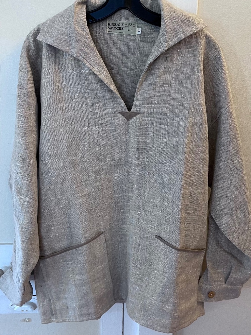 RARE Vintage 70s KINSALE SMOCK Moygashel 100$ Linen Fisherman Top Sz L S sherika
